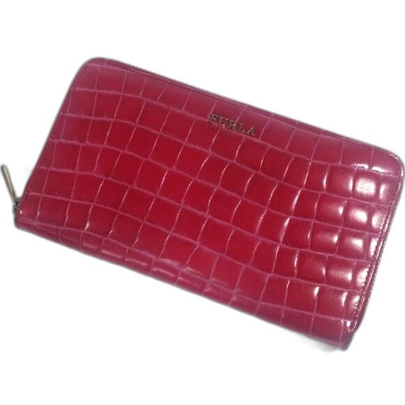 Furla Pink & Gold Leather Wallet | Women’s Luxury Zip Around Long Wallet 7.5"x4" - Picture 3 of 15